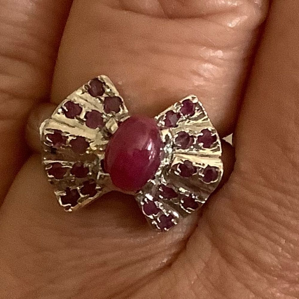 STERLING SILVER 925 RED RUBY RING SIZE US 7.5​​